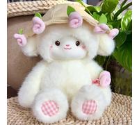 Jouet De Poupées En Peluche De Mouton Avec Chapeau | Poupées De Mouton En Peluche Douce Réaliste De 30 Cm, Poupéess De Bouquet De Roses | Pour Chambre Salon Canapé Canapé-lit Voiture Chambre D'enfant