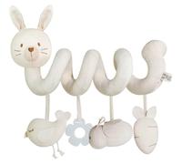 Jouet de poussette pour bébé, animaux en peluche en spirale, jouets de berceau suspendus, carillons éoliens couinants pour activité sensorielle précoce pour nouveau-né 0 à 6 mois, lapin