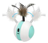 Jouet de puzzle à boule mobile automatique, jouet interactif pour chat, Jouets de balle de chat à mouvement automatique avec plume de queue, Balle pour chat rechargeable par USB avec 2 modes, jouet in