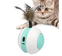 Jouet de puzzle à boule mobile automatique, jouet interactif pour chat - Jouets de balle de chat à mouvement automatique avec plume de queue,Balle pour chat intelligente, 2 Modes, Rechargeable par USB
