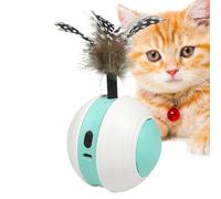 Jouet de puzzle à boule mobile automatique, jouet interactif pour chat | Jouets de balle de chat à mouvement automatique avec plume de queue | Balle pour chat intelligente, 2 Modes, Rechargeable par U