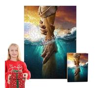 Jouet de Puzzle de Jésus en Bois - Puzzle de Jésus à Main tendue | Décor saisonnier de Jeu Difficile, Main de Dieu, Ornement de Puzzles muraux, pour Salle de Classe, Maison