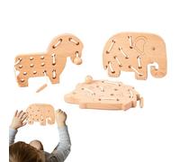 Jouet de raccordement pour | Ensemble de 3 puzzles d'activité de fil, jouets de laçage en forme de bois, puzzle d'activité de filetage éducatif avec corde pour compétence m