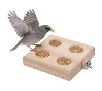 Jouet de recherche de nourriture naturel, puzzle d'alimentation interactif, activité d'oiseau en bois à suspendre pour poulets, accessoire de mangeoire à mâcher pour oiseaux en bois massif, jouet d'en