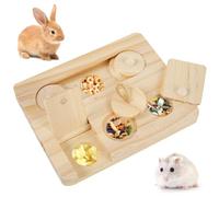 Jouet de recherche de nourriture pour cochon d'Inde - Jouet en bois pour hamsters avec 6 trous de nourriture - Jouet interactif distributeur de friandises - Jouet de stimulation mentale - Jouets et