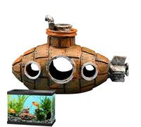 Jouet de réservoir de poisson - Décoration en U - Bateau décoratif pour aquarium - Vintage - Poisson en résine - Cachette de poisson - Décoration de tortue - Grotte à poissons Betta - Aquarium cichlid