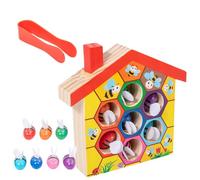 Jouet de ruche en bois de tri des couleurs - Puzzle en nid d'abeille en bois durable, jouet d'apprentissage pour la dextérité et l'entraînement des doigts, jeu de saisie d'abeilles colorées, jeu d'ass