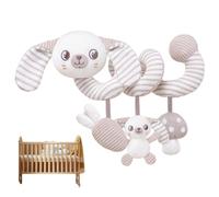 Jouet de siège d'auto, Jouet de Poussette pour bébé, siège d'auto en Peluche en Spirale Doux avec Cloches, grincement tôt pour Le Nouveau-né 0-3 Ans, Lapin
