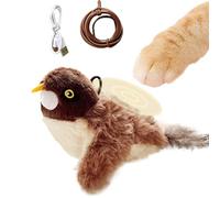 Jouet de simulation de moineau ailes battantes pour chat, 20 x 13 x 7 cm, stimulation activée par le mouvement, action réaliste, peluche interactive rechargeable pour exercice de chasse