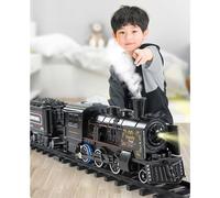 Jouet de Simulation de Train à vapeur électrique, ensemble de jouets, piste de pulvérisation de Train en alliage, jouet de bricolage avec son et lumière, ensemble de chemin de fer pour enfants