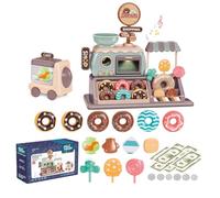 Jouet de simulation en forme de donut avec four à beignets fonctionnel réaliste avec lumières et son chariot de transport de bonbons magasin de 34 pièces pour enfants Magasin de courses pour enfants