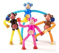 Jouet de Singes à Ventouse Télescopique, Jouets Extensibles à Ventouse 4 Pièces, Jouets Sensoriels pour Enfants, Cadeaux de FêTe pour Soulager Le Stress
