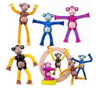 Jouet De Singes à Ventouse Télescopique，Minging 4 Pièces Spinner Bebe Ventouse Jouet Éducatif Amusant De Soulagement du Stress Jouet Fidget pour Enfants Et Adultes Jouets Sensoriels De Jouet (singes)
