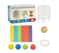 Jouet de Table en Bois Pratique à partir de 3 Ans | Stick Pull Balance Play, ensemble de pile de cerceaux, 30 pièces de couleur, insert de transparent, boîte en