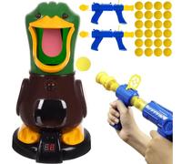 Jouet de tir en forme de canard affamé avec 2 pistolets à pompe à air, cible 24 balles en mousse Blaster Cible Cible 22959