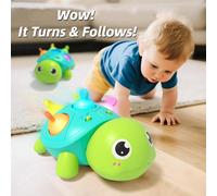 Jouet de tortue rampante pour bébés 0-18M - Jouet interactif avec musique, lumières et bulles en silicone à pousser pour l'apprentissage sensoriel et l'activité Taille UniqueCartoonABS