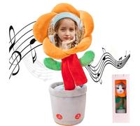 Jouet de Tournesol personnaliséa vec Visage personnalisé，Bluetooth + Chanter et Danser + Apprendre à Parler, Sac Cadeau，Cadeau pour Le Festival d'anniversaire (Orange)