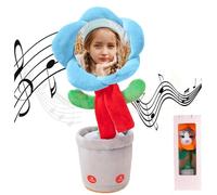 Jouet de Tournesol personnaliséa vec Visage personnalisé，Bluetooth + Chanter et Danser + Apprendre à Parler, Sac Cadeau，Cadeau pour Le Festival d'anniversaire (Bleu)