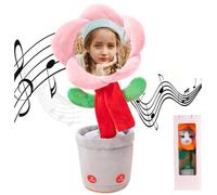 Jouet de Tournesol personnaliséa vec Visage personnalisé，Bluetooth + Chanter et Danser + Apprendre à Parler, Sac Cadeau，Cadeau pour Le Festival d'anniversaire (Rose)