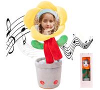 Jouet de Tournesol personnaliséa vec Visage personnalisé，Bluetooth + Chanter et Danser + Apprendre à Parler, Sac Cadeau，Cadeau pour Le Festival d'anniversaire (Jaune)