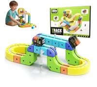 Jouet de Train de Fusion de Piste de Mise à Niveau 2026, Ensemble de Train électrique magnétique avec Voiture motorisée, Bloc de Construction de Cube de Rail 3D pour garçons et Filles 62PCS