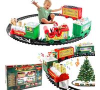 Jouet de Train Électrique pour Enfants, Circuit de Train Classique en Plastique avec 4 Wagons et 7 Rails, Cadeau de Noël pour Garçons et Filles 3+ Ans