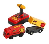 Jouet de train électrique RC - Mini télécommande - Jouet pour enfants - Bouton RC - Locomotive électrique - Compatible avec les jouets de voie en bois - Jouet éducatif pour les tout-petits