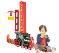 Jouet de Train pour - Ensemble de Jeu à empilage Automatique de 60 pièces, Train électrique à Piles avec lumière sonore, Jeu de Construction de Dominos créatif | Cadeau d'anniversaire pour Gar
