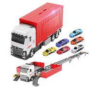 Jouet De Transport De Voiture - Matériau Plastique Durable, Conception De Camion Transformable, Système De Piste De Course Pliable | Ensemble De Jeu De Véhicule Multifonctionnel avec Voitures Moulées