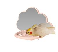 Jouet de vanité Parakeet - Cadre Miroir à l'oiseau Swing, canari de canari Assis avec Plat Alimentaire | Montage du luminaire à Cage LOVERbird, Perche de Miroir à Poche