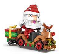 Jouet De Ville, Village D'hiver, Noël, Père Noël, Renne, Chariot, Blocs De Construction, Bricolage, Briques, Cadeaux Pour Filles, 2021