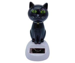 Jouet De Voiture À Énergie Solaire - Figurine D'ornement De Tableau De Bord De Chat De Dessin Animé, Tête De Pompon Animée, Affichage De Dansant Alimenté Par L'énergie Lumineuse | Intérieur De