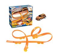 Jouet de voiture de piste flexible : véhicule et course avec recul, jeu de piste flexible, amusant jeu interactif de route, kit d'activités de course f¨¦lexible portable pour enfant