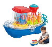 Jouet de voiture transparent, jouet de voiture à engrenages, jouet sensoriel de bateau à vapeur avec engrenages en mouvement colorés, jouet éducatif amusant pour avec musique pour Noël