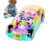 Jouet de Voiture Transparent Lumineux - Modèle d'engrenage électrique avec Musique, véhicule éducatif à carrosserie Transparente montrant des Engrenages Mobiles, Apprentissage interactif pour Les