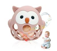 Jouet Dentition Bébé & Balle Sensorielle Bebe, Jeu Eveil 3-18 Mois, Balle de Préhension + Anneau en Silicone, Jouet Montessori pour Dentition & Sensations, Cadeau Filles Garçons (at-2)