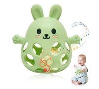 Jouet Dentition Bébé & Balle Sensorielle Bebe, Jeu Eveil 3-18 Mois, Balle de Préhension + Anneau en Silicone, Jouet Montessori pour Dentition & Sensations, Cadeau Filles Garçons (at-1)