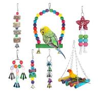 Jouet d'entraînement pour perroquet - Balançoire d'échelle, jouet à mâcher, accessoires de puzzle, balançoire de cage, ensemble pour oiseaux de petite et moyenne taille pour le dressage des oiseaux