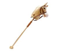 Jouet d'équitation Stick Hobby Horse, Cheval bâton de 100 cm avec Son réaliste et Roues en Bois, Jeu de Simulation à Cheval Chevaux en Peluche pour Enfant et Tout-Petits