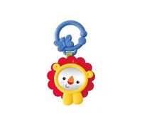 Jouet d'éveil bébé : hochet miroir lion - a un anneau en plastique pour pouvoir accrocher dans la voiture ou sur la poussette avec 1 carte tigre
