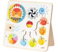 goki Planche d'activités et de motricité 59959 – engrenages, labyrinthe coulissant, miroir
