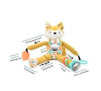 Jouet d'éveil - LES DÉGLINGOS - Cyranos le Renard - Peluche d'activités - Jaune - 36x8x40 cm