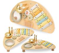 mamabrum Centre Musical en Bois dès 9 Mois - Instrument de Musique Montessori pour Enfant avec Xylophone & Tambour - Jouet d’Éveil favorise Motricité & Développement Musical