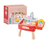 Jouet D'évier De Cuisine - 45,5 X 36 Cm Et Ensemble De Lave-vaisselle À Débit D'eau, Ensemble De Jeu De Rôle Éducatif À Cycle Automatique | Jouet D'activité Sensorielle De Renforcement Des Compétences