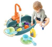 Jouet d'évier de Cuisine électrique pour Enfant, Jeu de Simulation d'eau Courante avec Motif Dessin animé (sans Batterie)