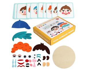 Jouet d'expression du visage : favorise l'intelligence émotionnelle | Jeu éducatif de visage en feutre avec cartes flash | pour de 3 à 8 ans, idéal pour le développement et le narrac