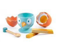 Jouet d'imitation Enfant : Oeuf a la Coque Coco en Bois - Accessoire Cuisine - marchande - dinette - Set Jeu Fille + 1 Carte Tigre