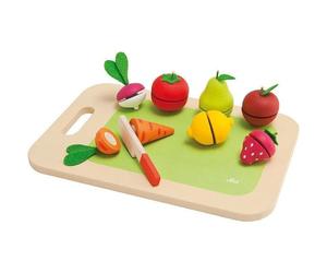 Jouet Dinette Bois Planche de Fruits & Légumes à découper à scratch S