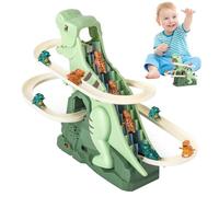 Jouet Dinosaure Escalade et Toboggan - Jouet Montagnes Russes Interactif,Circuit Ludique Interactif avec Lumières et Musique pour de 3 Ans et Plus