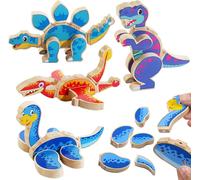 Jouet dinosaure-Jouet en bois Montessori-À partir de 3 à 6 ans-Démontage-Puzzle en bois-Cadeau pour enfants de 3 à 4 5 ans-Pour garçons et filles